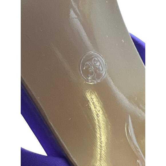 Gold Pyramid High Heel Mules Sandals Neon Pink & Purple Straps Chic Party Size 8 - Picture 9 of 9